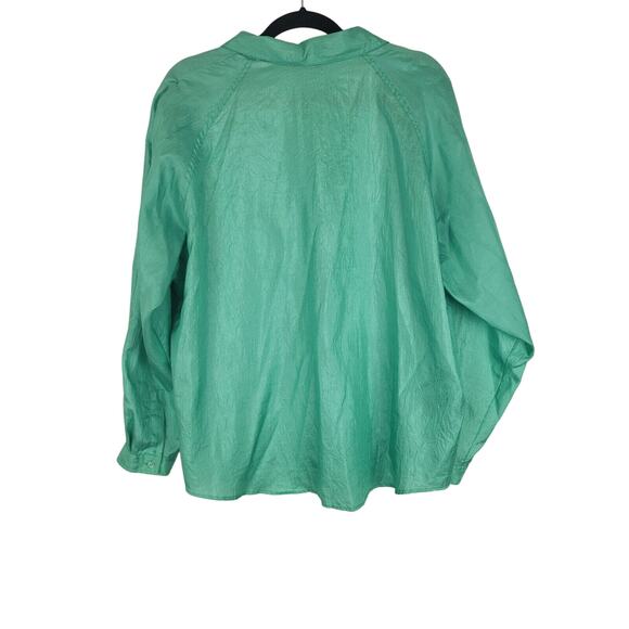 Diane Von Furstenberg Vintage Blouse 20 Womens Plus Size Green Button Front - Picture 7 of 7